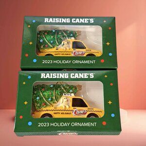 Set of 2 Raising Cane's Chicken Ornament New York City Theme Dog Taxi NYC 2023